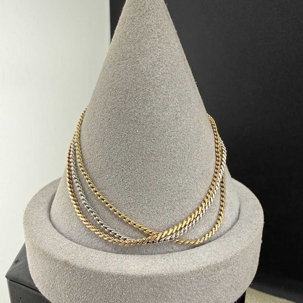 Vintage Chain Bracelet Tri Color Chains 7.5"